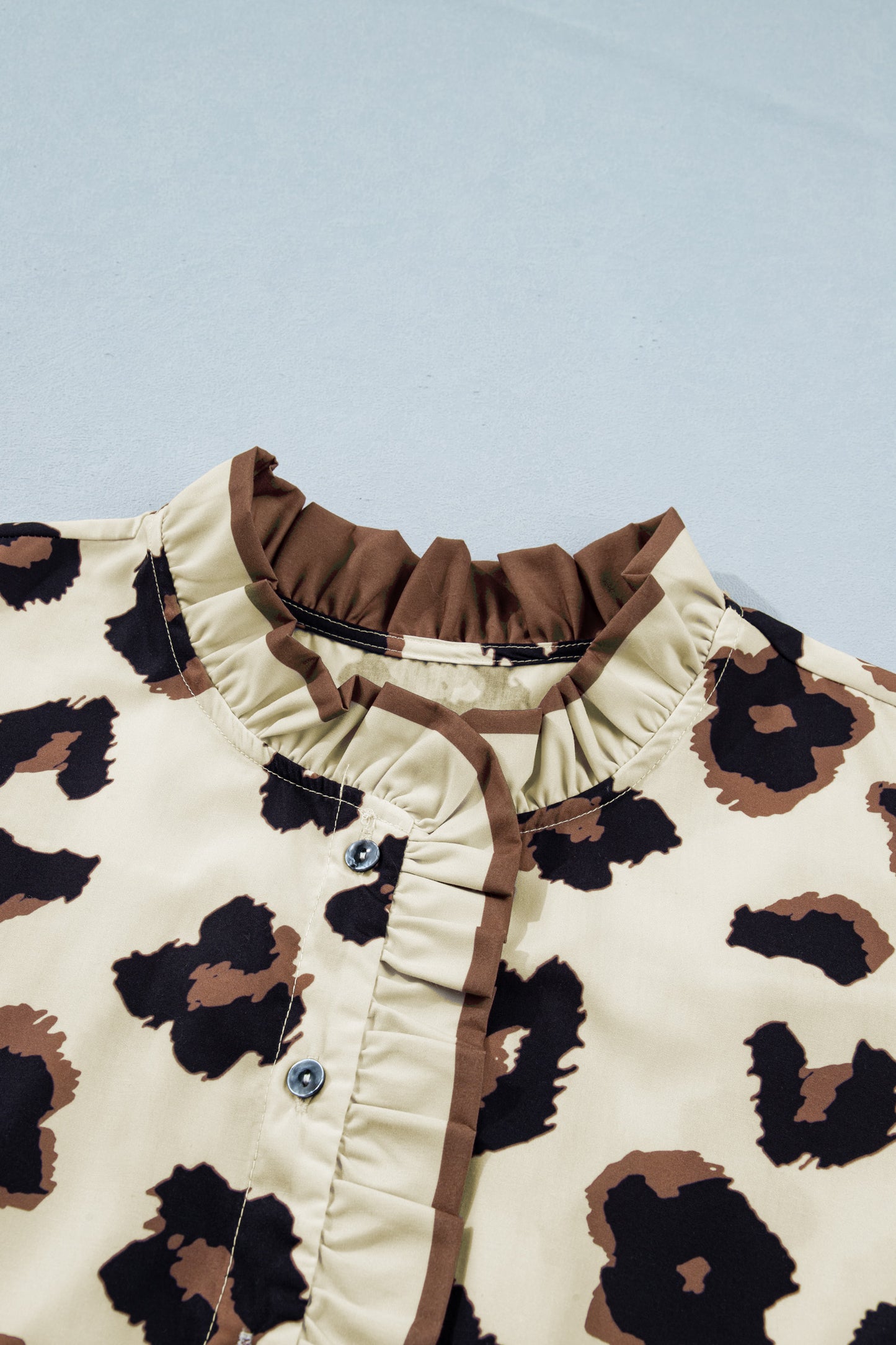 Leopard Button Down Blouse in Plus Size