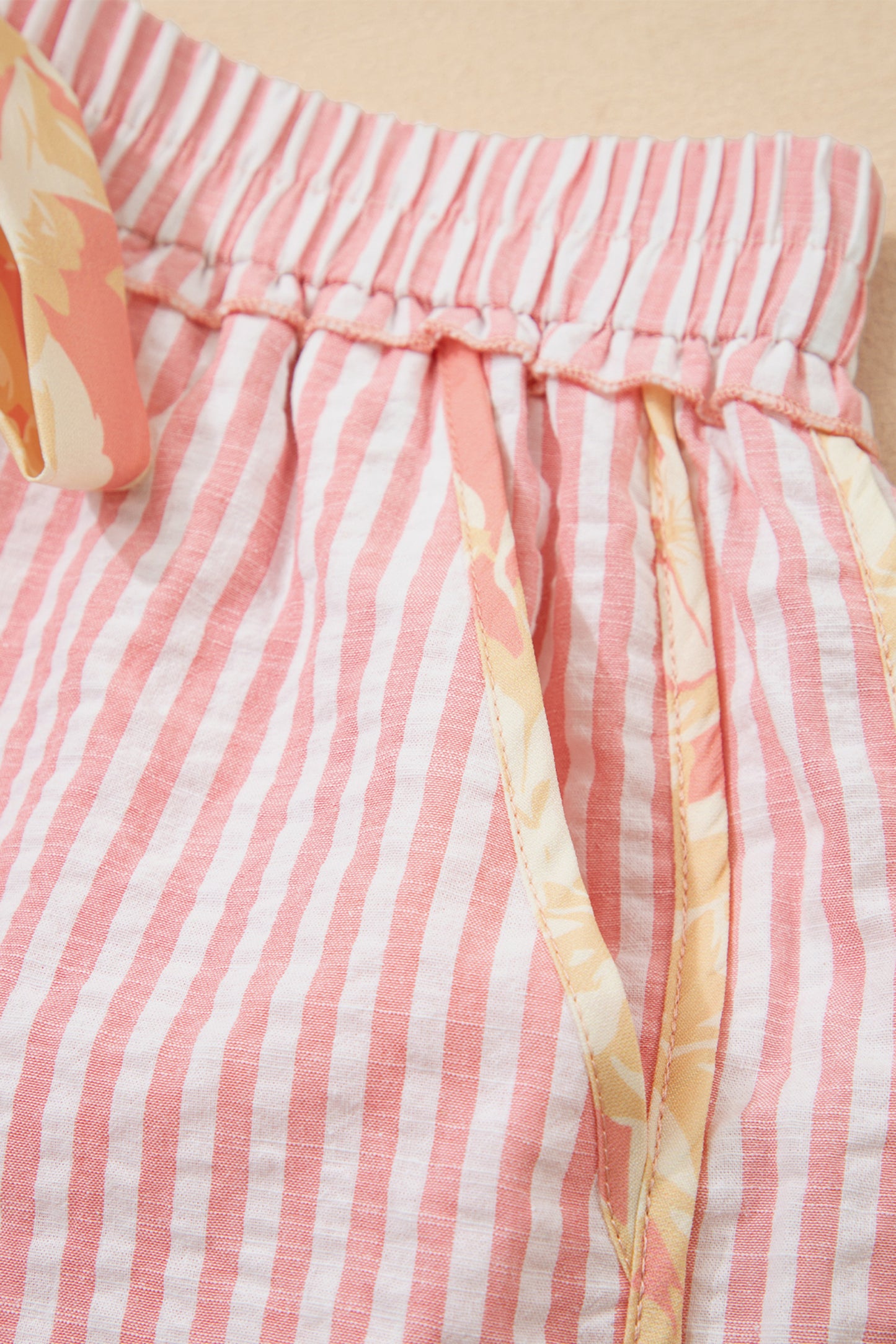 Light Pink Striped Casual Shorts