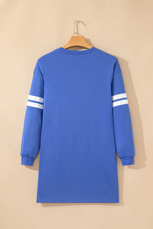 Sky Blue Varsity Sweatshirt Dress